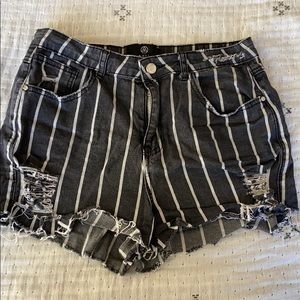 Missguided striped denim shorts